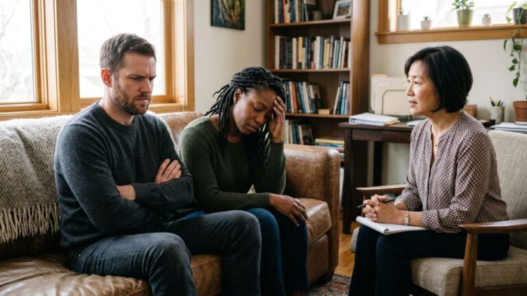 Therapist supporting a client during trauma-informed relationship therapy in Greeley, Colorado