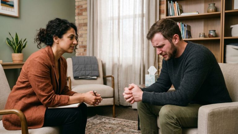 Adult therapy session in Greeley focused on healing childhood relational trauma through attachment-focused counseling.